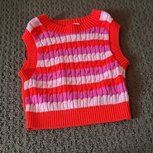 H&M Red and Pink Striped Kids Sweater Vest